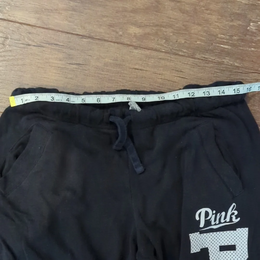 PINK Victoria's Secret Black Track Pants with White Logo - Picture 4 of 4